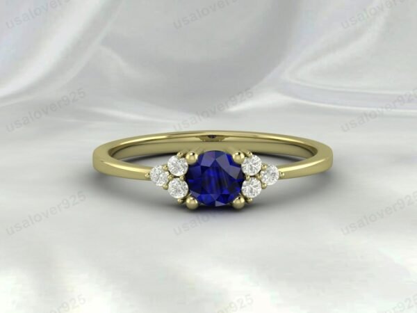 Blue Sapphire Gemstone Solitaire Women Ring 925 Sterling Silver Jewelry - Image 4