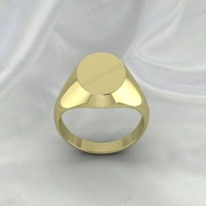 Simple Oval Shape Handmade High Quality Yellow Brass Mens Signet Ring Jewelry