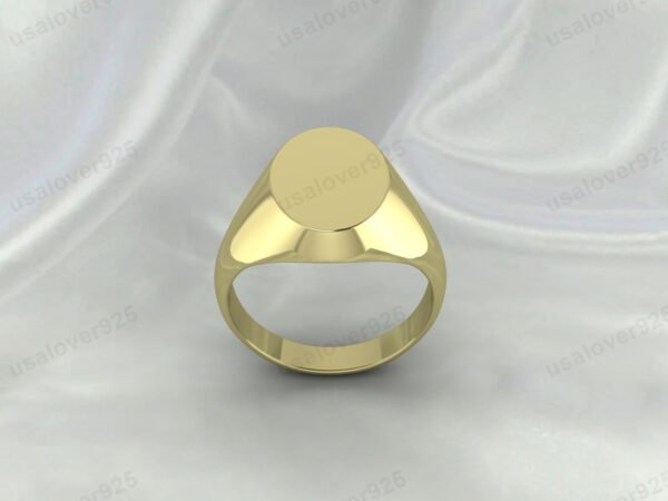 Simple Oval Shape Handmade High Quality Yellow Brass Mens Signet Ring Jewelry