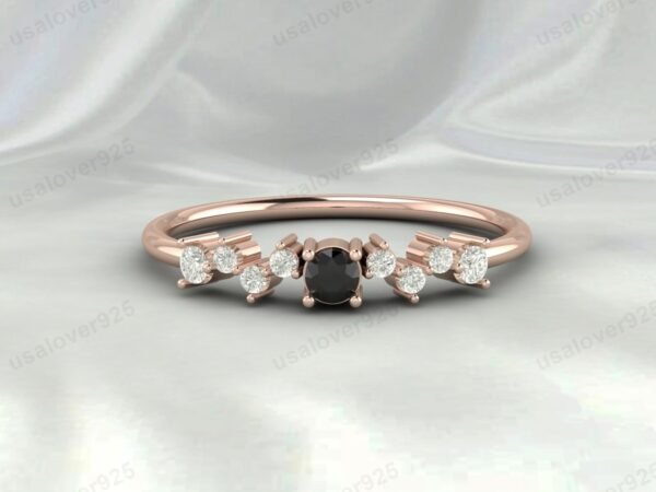 Black Onyx Gemstone Eternity Women Band Ring 925 Sterling Silver Jewelry - Image 4
