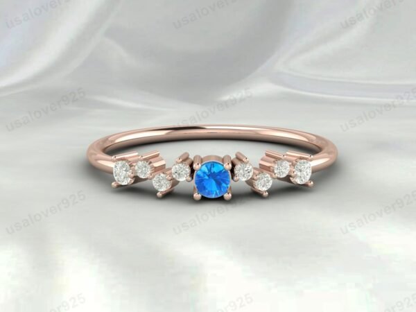Blue Topaz Gemstone Eternity Women Band Ring 925 Sterling Silver Jewelry