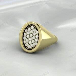 CZ Diamond Stone High Quality Yellow Brass Mens Signet Ring Jewelry