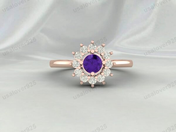 Amethyst Gemstone Solitaire Women Ring 925 Sterling Silver Jewelry - Image 2