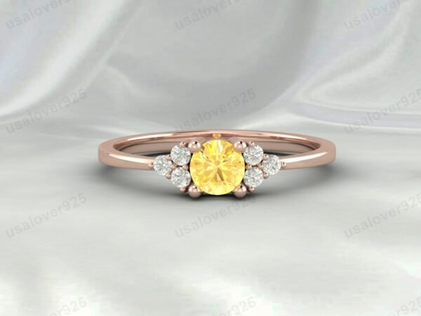 Citrine Yellow Gemstone Solitaire Women Ring 925 Sterling Silver Jewelry - Image 4