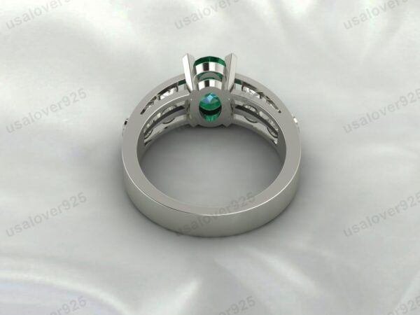 Vintage-Inspired Art Deco Emerald Oval Ring – Women’s Sterling Silver Jewelry - Image 4
