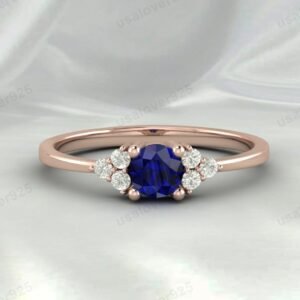 Blue Sapphire Gemstone Solitaire Women Ring 925 Sterling Silver Jewelry