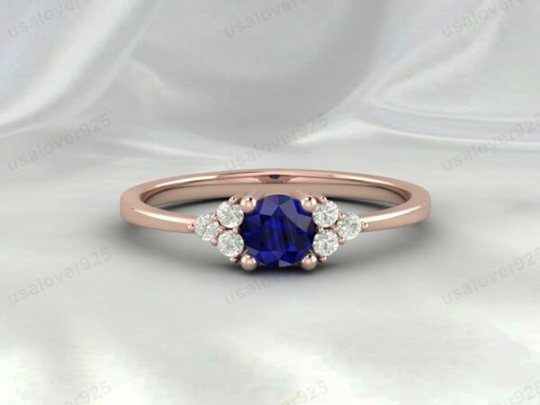 Blue Sapphire Gemstone Solitaire Women Ring 925 Sterling Silver Jewelry