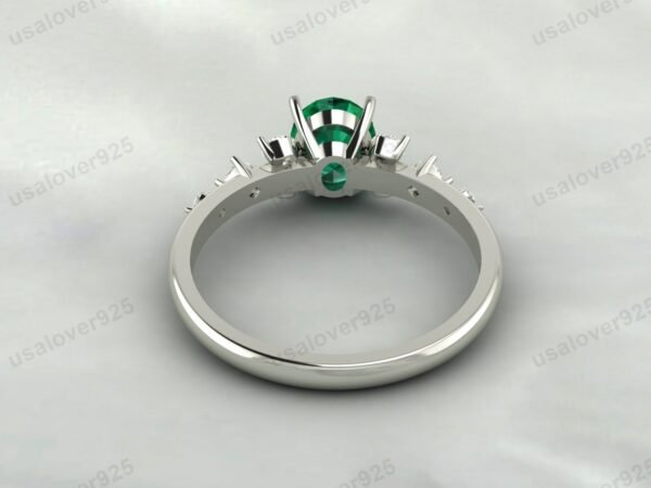 925 Sterling Silver Emerald Oval Art Deco Ring – Vintage-Inspired Jewelry for Women - Image 4
