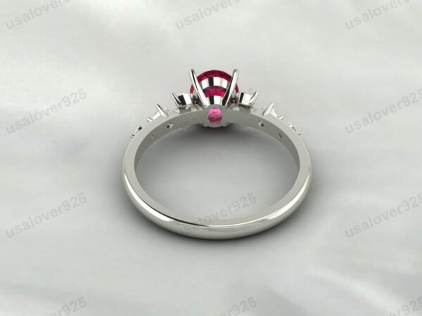 Vintage Art Deco Ruby Oval Ring – Women’s 925 Sterling Silver Jewelry - Image 4