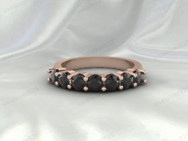 Black Onyx Gemstone Half Eternity Women Ring, 925 Sterling Silver Jewelry - Image 4