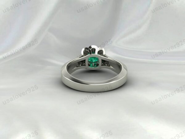 Dainty Emerald Green Gemstone Solitaire Women Ring, 925 Sterling Silver Jewelry - Image 3