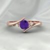 Amethyst & CZ Diamond Gemstone Solitaire Women Ring 925 Sterling Silver Jewelry