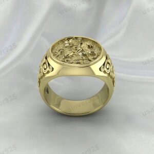 Dragon Slaying Warrior Knight St. George Ring – High Quality Yellow Brass Jewelry