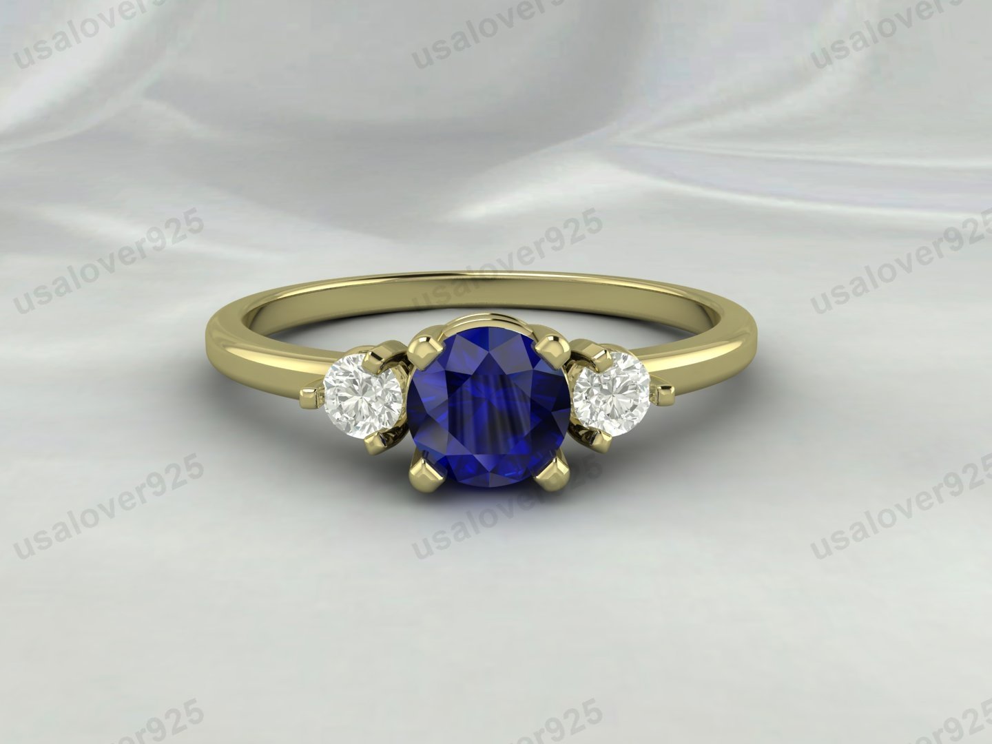 Sapphire & CZ Diamond Gemstone Solitaire Women Ring – 925 Sterling Silver Jewelry - Image 4