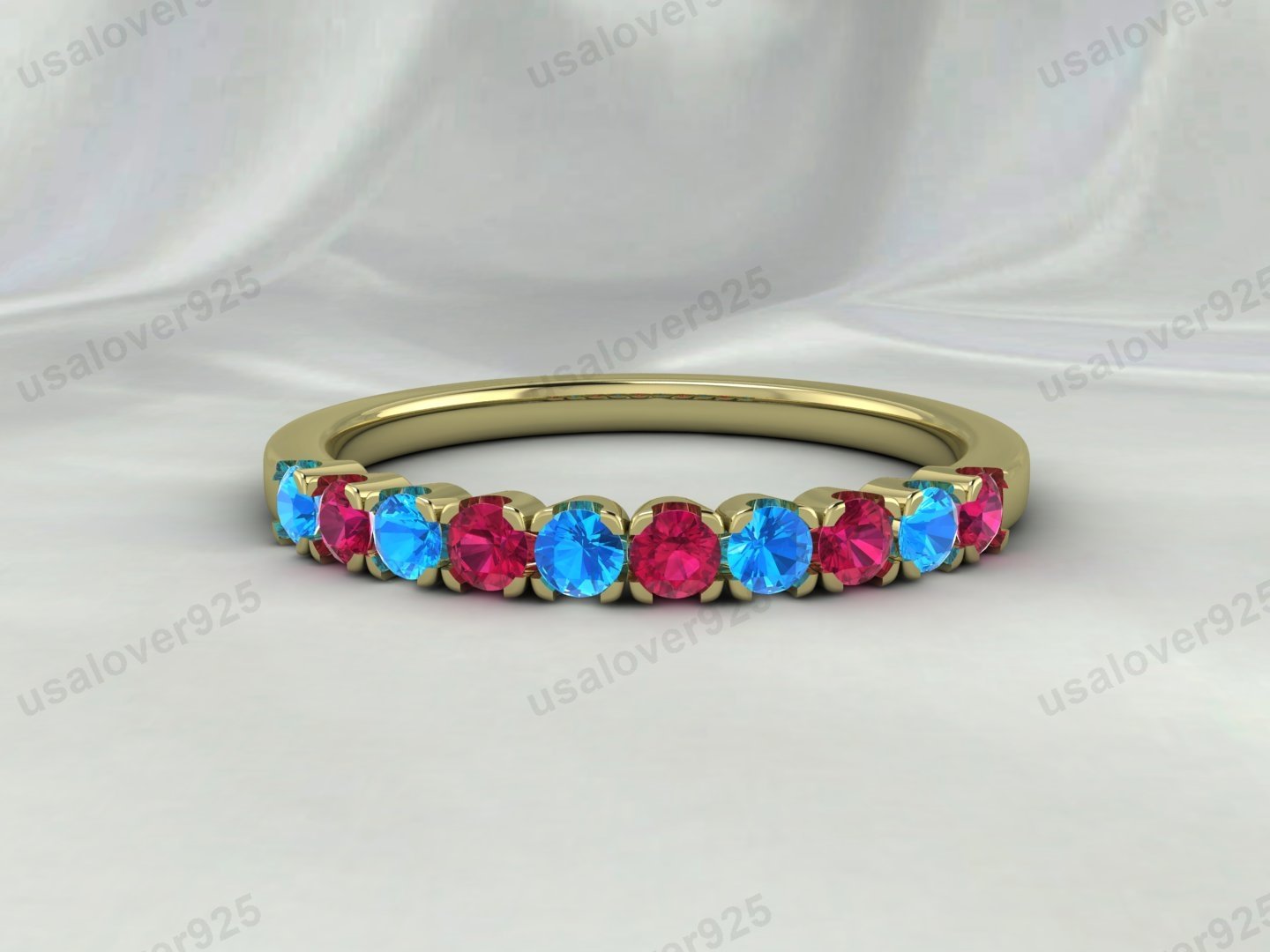 Topaz & Ruby Stone Eternity Band for Women – 925 Sterling Silver Ring Jewelry - Image 3