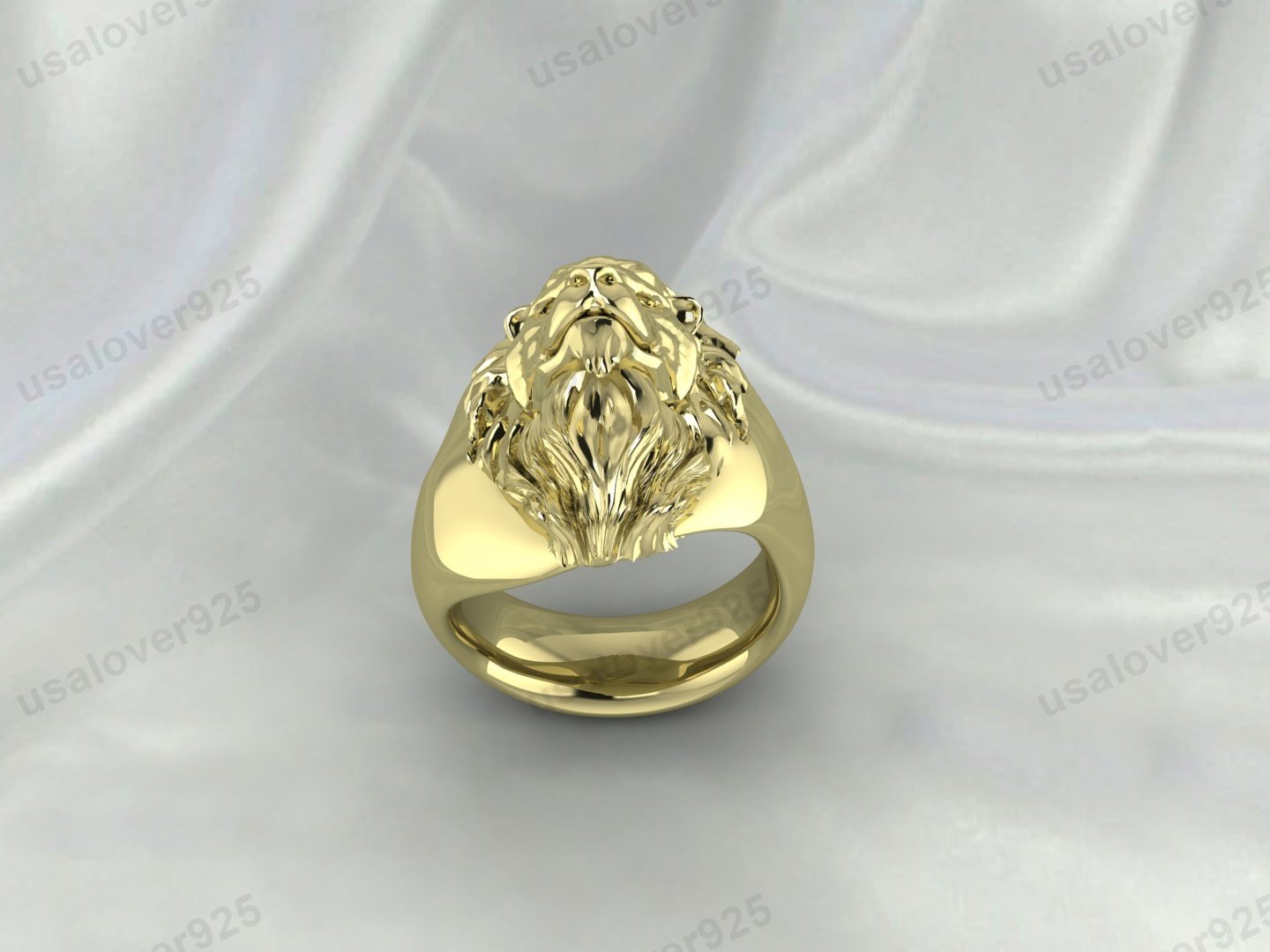 Lion Animal Unique Signet Men's Ring – High Quality Yellow Brass Jewelry - Image 2