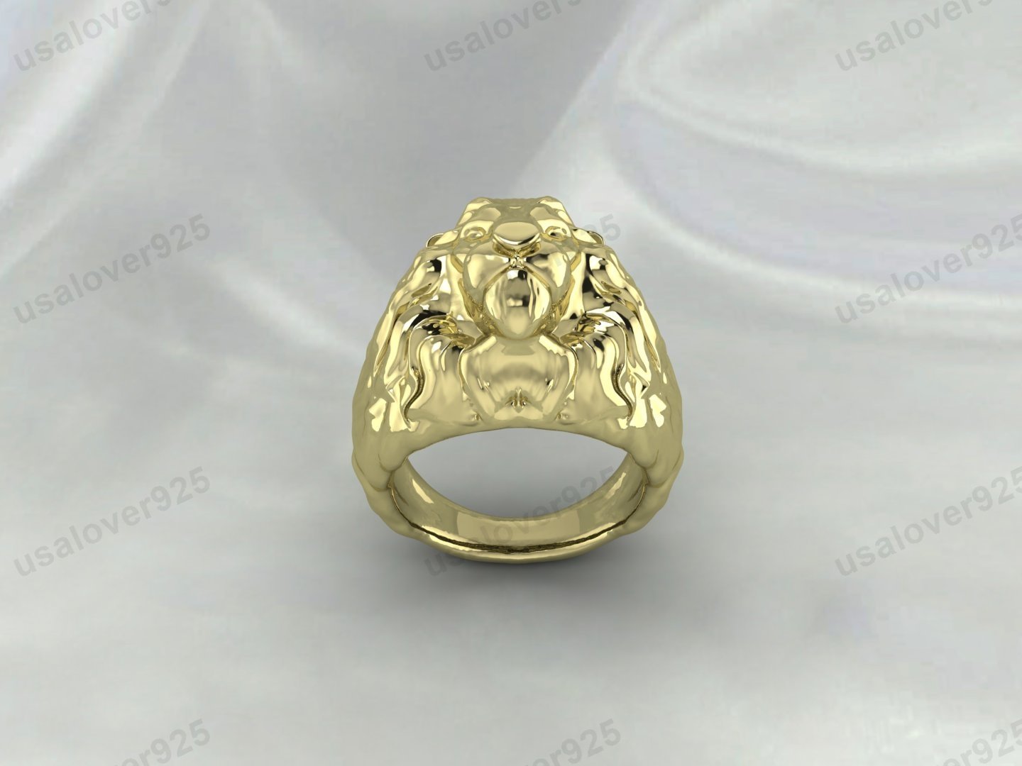 Lion Unique Heavy Mens Signet Ring – High Quality Yellow Brass Jewelry - Image 2