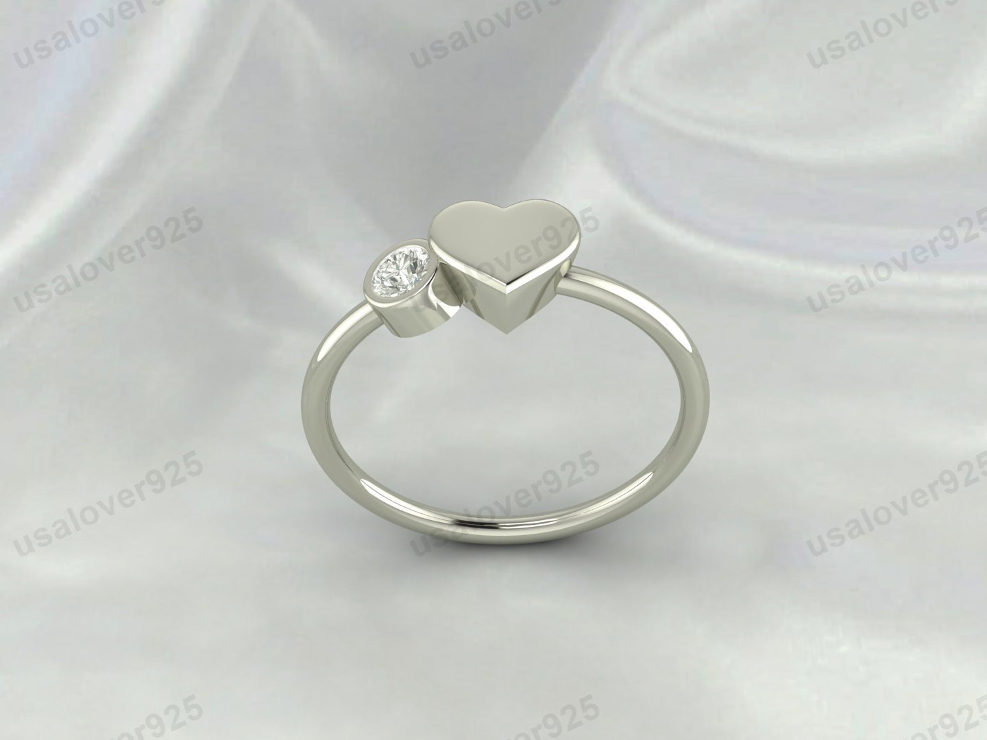 Heart Shape CZ Diamond Stone Ring – 925 Sterling Silver Jewelry