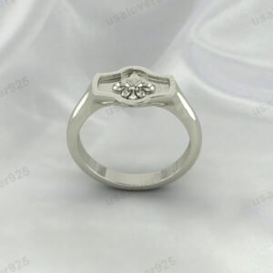 Fluer De Lis Cute Design Unisex Signet Ring - 925 Sterling Silver Jewelry