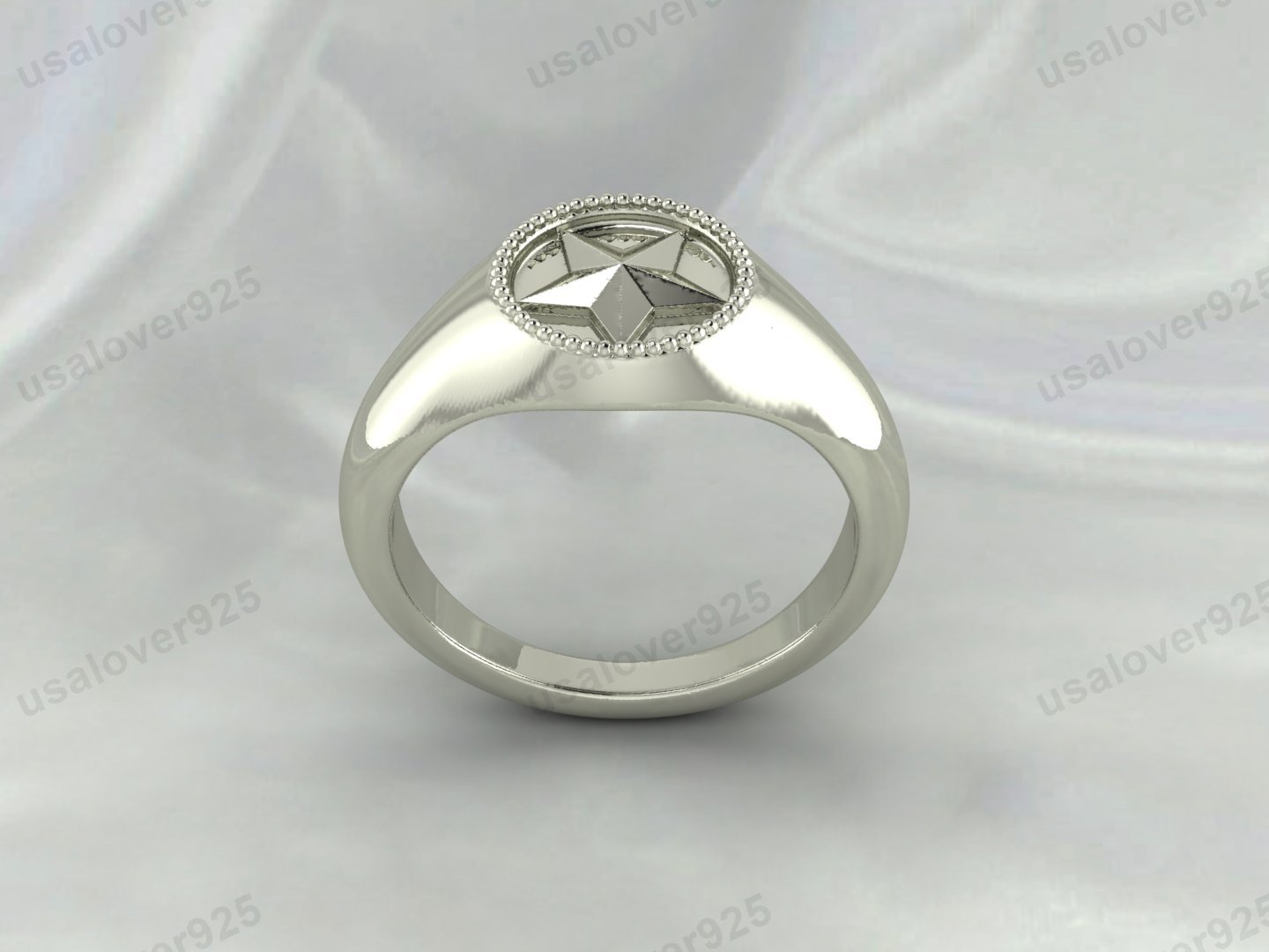 Star Shape Unique Design Signet Unisex Ring, 925 Sterling Silver Jewelry - Image 2