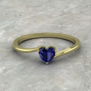 Blue Sapphire Heart Gemstone Solitaire Women Ring  – 925 Sterling Silver Ring Jewelry