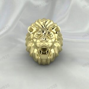 Lion Unique Signet Mens Ring – High Quality Yellow Brass Jewelry