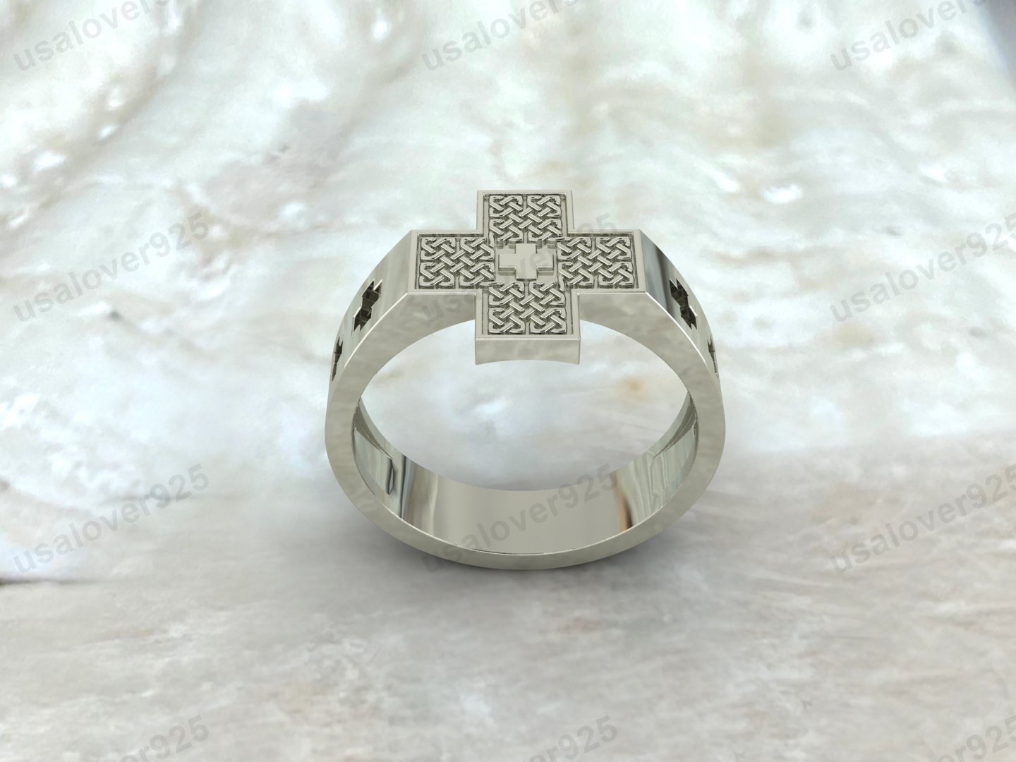 Celtic Cross Ornament Men Ring, 925 Sterling Silver Jewelry - Image 2
