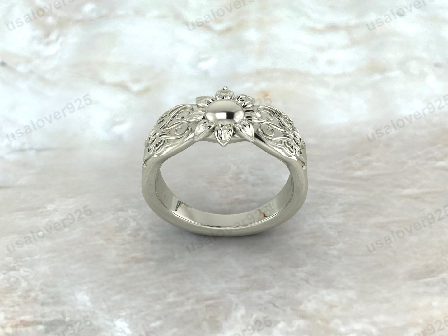 Flower Unique Design Signet Women Ring, 925 Sterling Silver Jewelry - Image 2