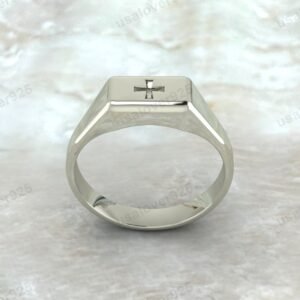 Cross Design Signet Unisex Ring, 925 Sterling Silver Jewelry