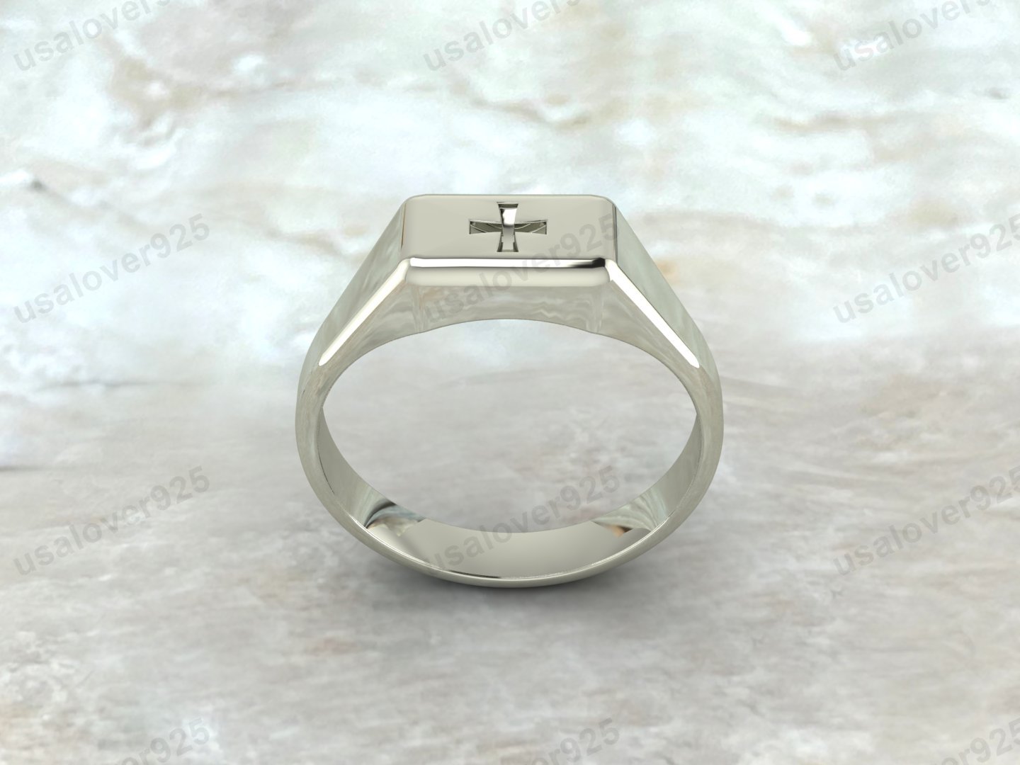 Cross Design Signet Unisex Ring, 925 Sterling Silver Jewelry