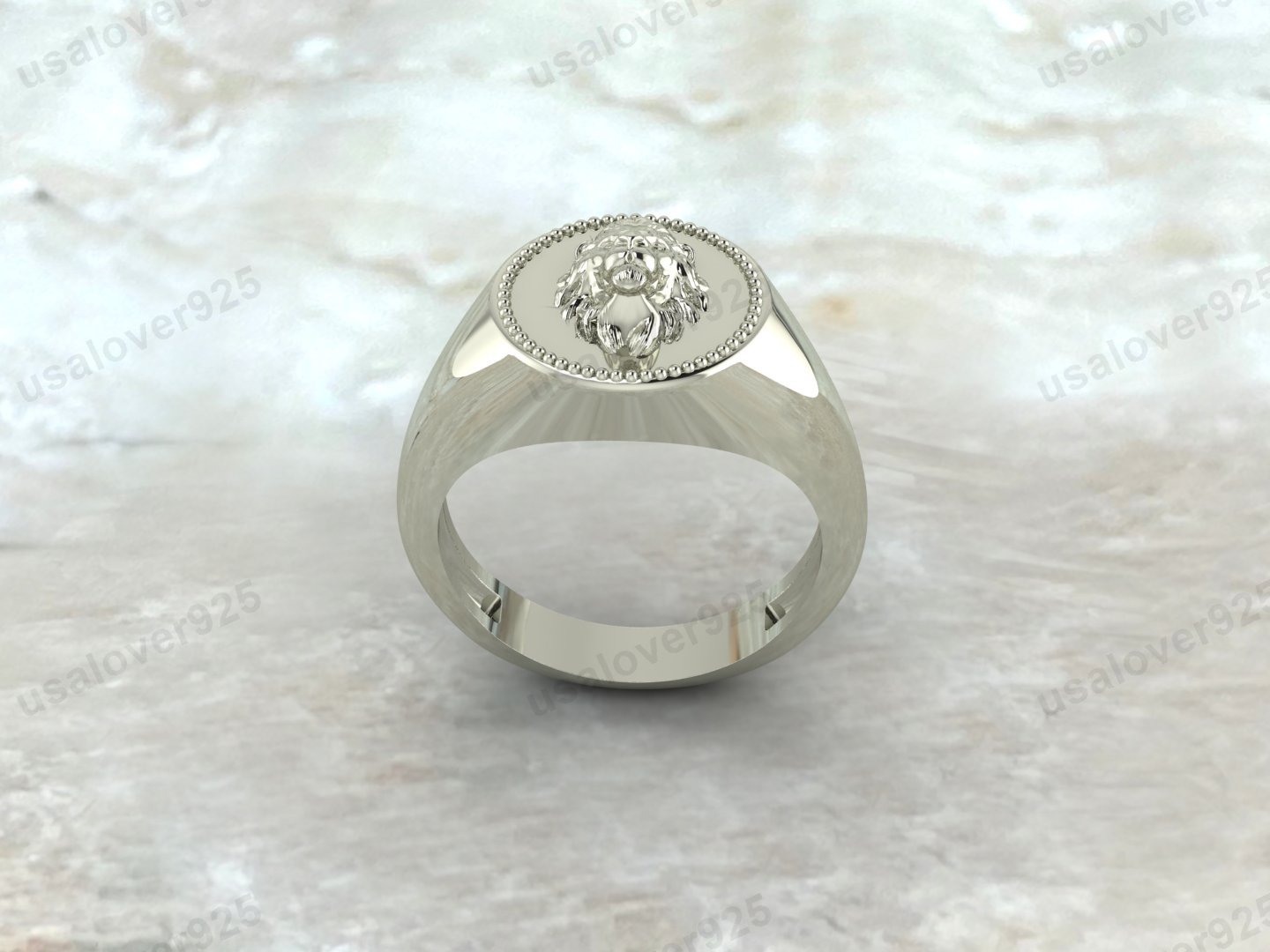 Lion Men's Signet Ring, 925 Sterling Silver Jewelry - Image 2