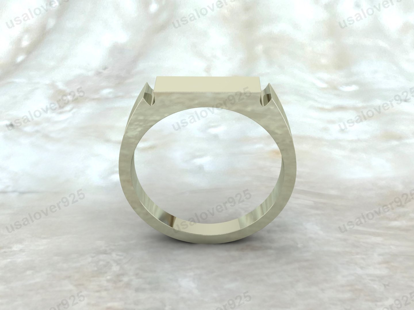 Plain Bar Shape Signet Unisex Ring, 925 Sterling Silver Jewelry