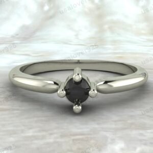 Black Onyx Gemstone Solitaire Women Ring  – 925 Sterling Silver Jewelry