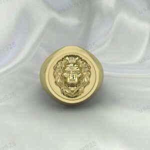 Trendy Lion Heavy Signet Mens Ring – High Quality Yellow Brass Jewelry