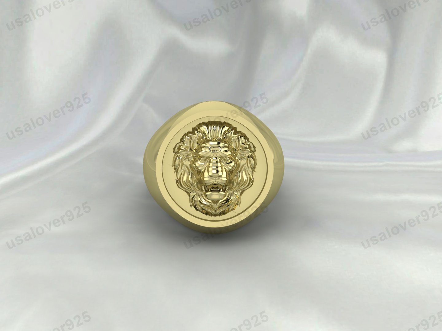 Trendy Lion Heavy Signet Mens Ring – High Quality Yellow Brass Jewelry