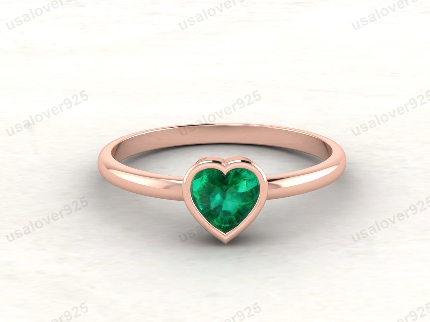 Emerald Heart Gemstone Women Ring – 925 Sterling Silver Jewelry - Image 3