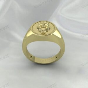 Lion Face Signet Unisex Ring – High Quality Yellow Brass Jewelry