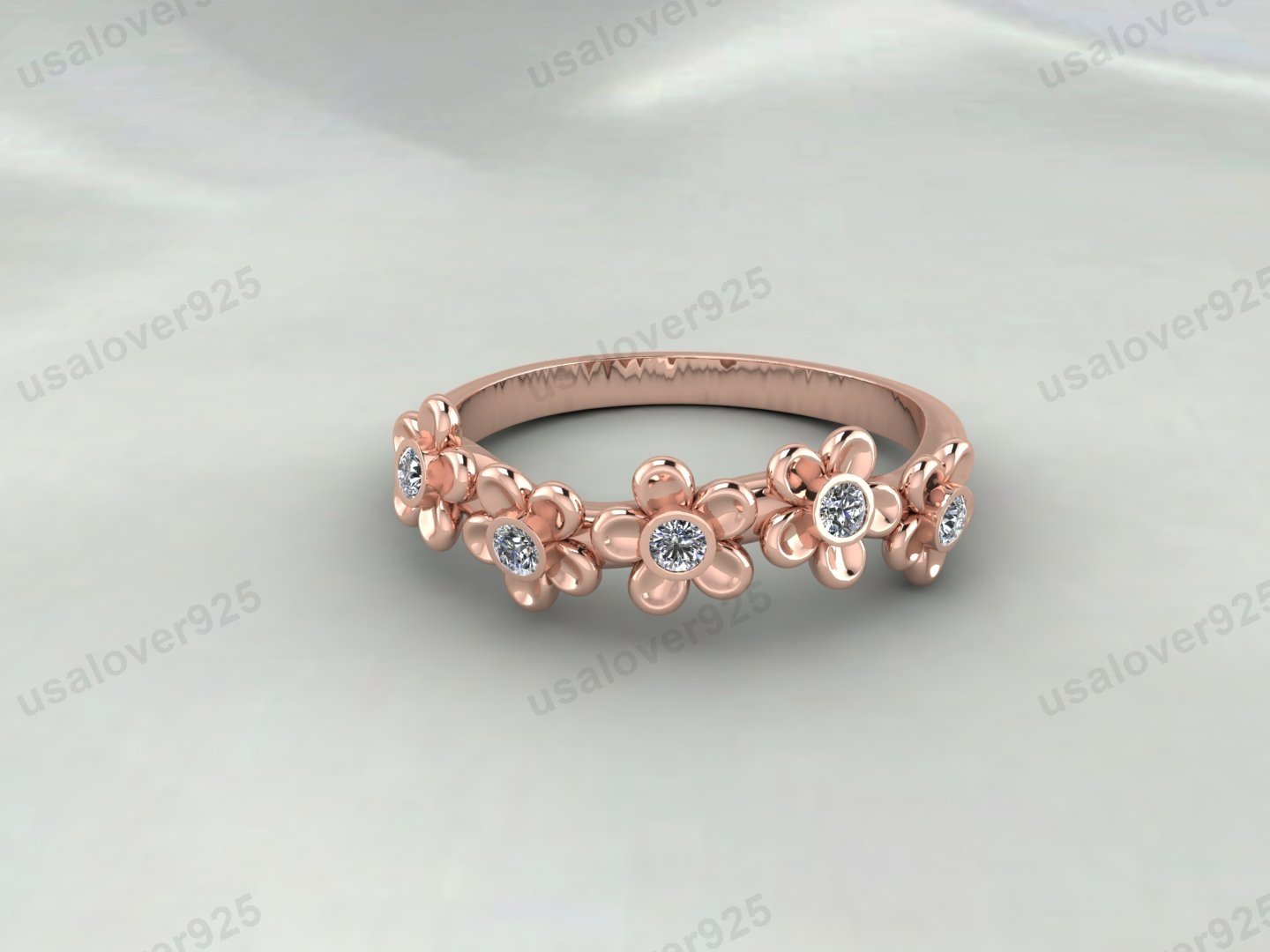 Flower Design CZ Diamond Stone Women Band – 925 Sterling Silver Ring Jewelry - Image 2