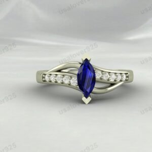 Blue Sapphire Gemstone Solitaire Women Ring – 925 Sterling Silver Jewelry