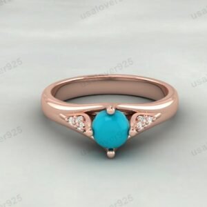 Turquoise Gemstone Solitaire Women Ring – 925 Sterling Silver Jewelry