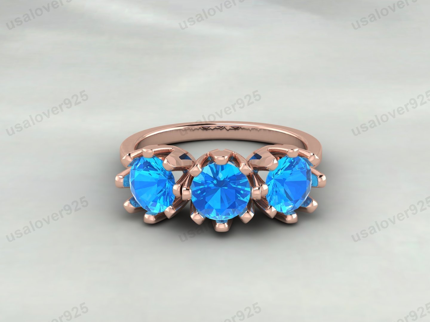 Topaz Three Gemstone Women Ring – 925 Sterling Silver Jewelry - Image 3