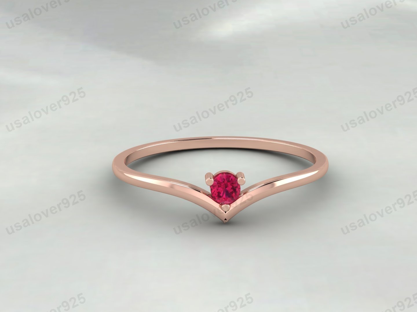 Ruby Gemstone Curved Shape Women Solitaire Ring – 925 Sterling Silver Jewelry