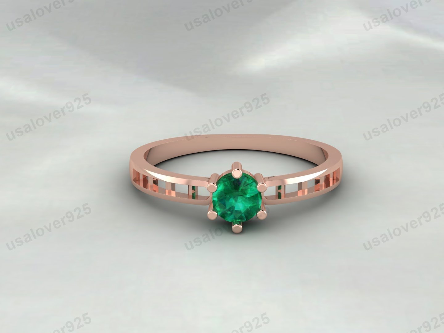 Emerald Gemstone Women Solitaire Ring – 925 Sterling Silver Jewelry - Image 3