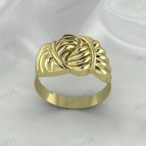 Vintage Knot Design Signet Unisex Ring – High Quality Yellow Brass Jewelry