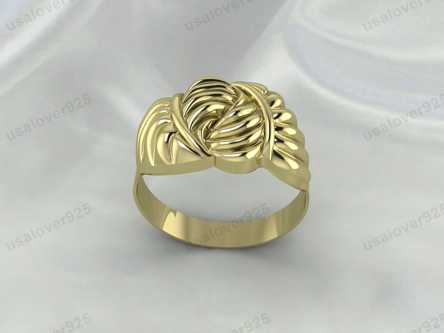 Vintage Knot Design Signet Unisex Ring – High Quality Yellow Brass Jewelry
