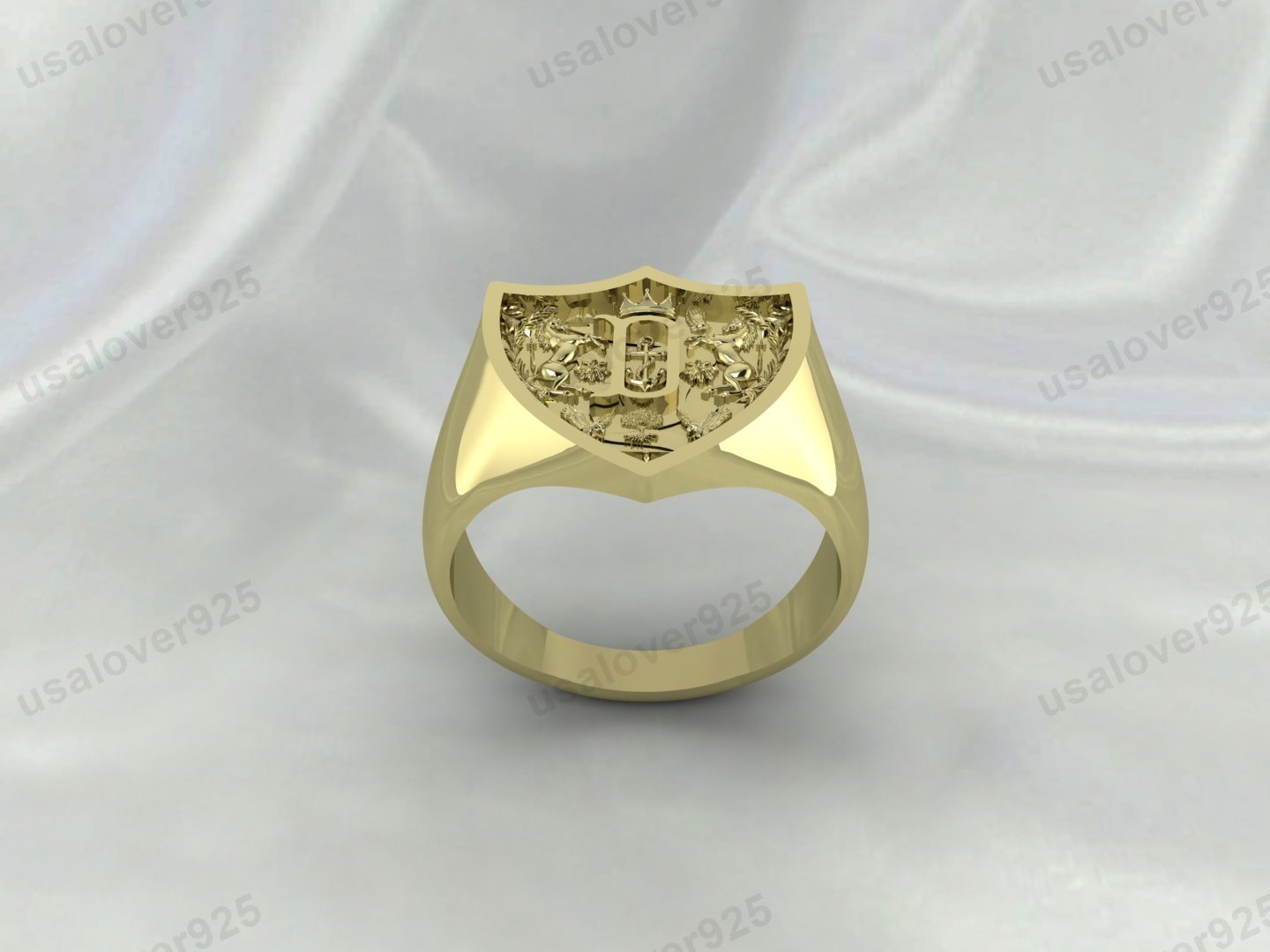 Christian Coat of Arms Signet Unisex Ring – High Quality Yellow Brass Jewelry - Image 2