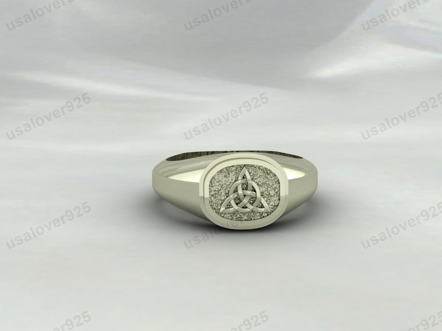 Ancient Viking Celtic Infinity Trinity Knot Triquetra Signet Ring, 925 Sterling Silver Jewelry
