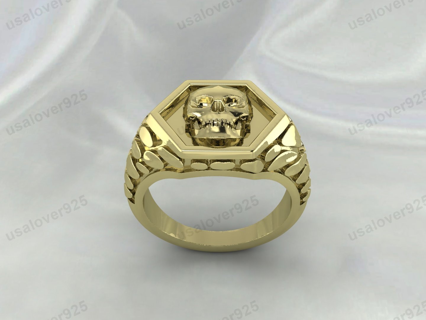 Skull Unique Design Mens Signet Ring – High Quality Yellow Brass Jewelry