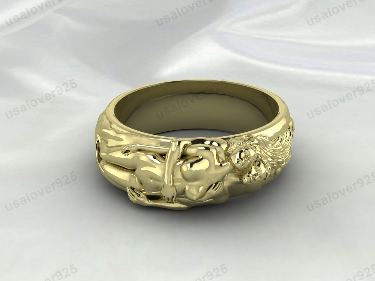 Couple Love Unique Signet Unisex Ring – High Quality Yellow Brass Jewelry - Image 3