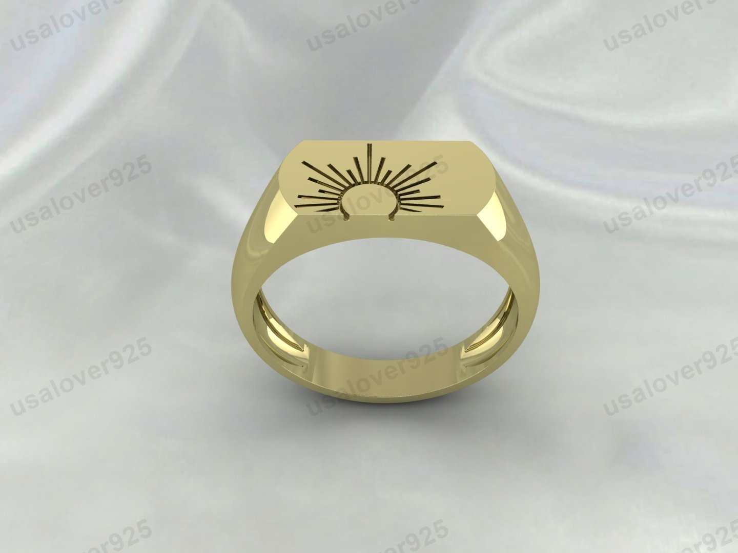 Half Sun Boho Signet Unisex Ring – High Quality Yellow Brass Jewelry